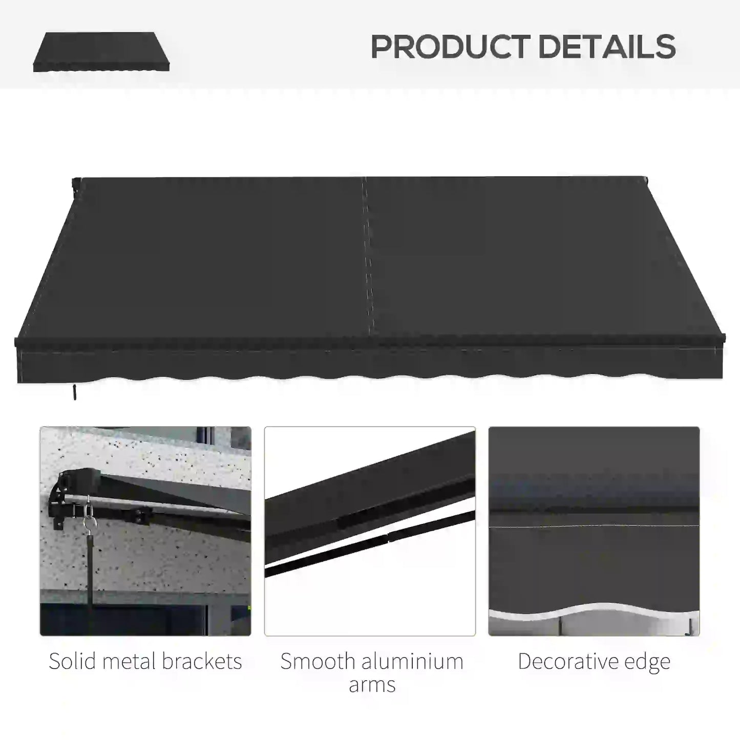 12' x 10' Retractable Awning, UV Resistant Sunshade, Black Patio Awnings at Gallery Canada