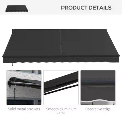 12' x 10' Retractable Awning, UV Resistant Sunshade, Black Patio Awnings at Gallery Canada