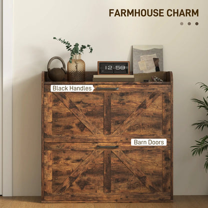 Narrow Shoe Storage Cabinet, 2 Flip Drawers, Adjustable Shelves, Rustic Brown Shoe Storage Cabinets & Racks at Gallery Canada