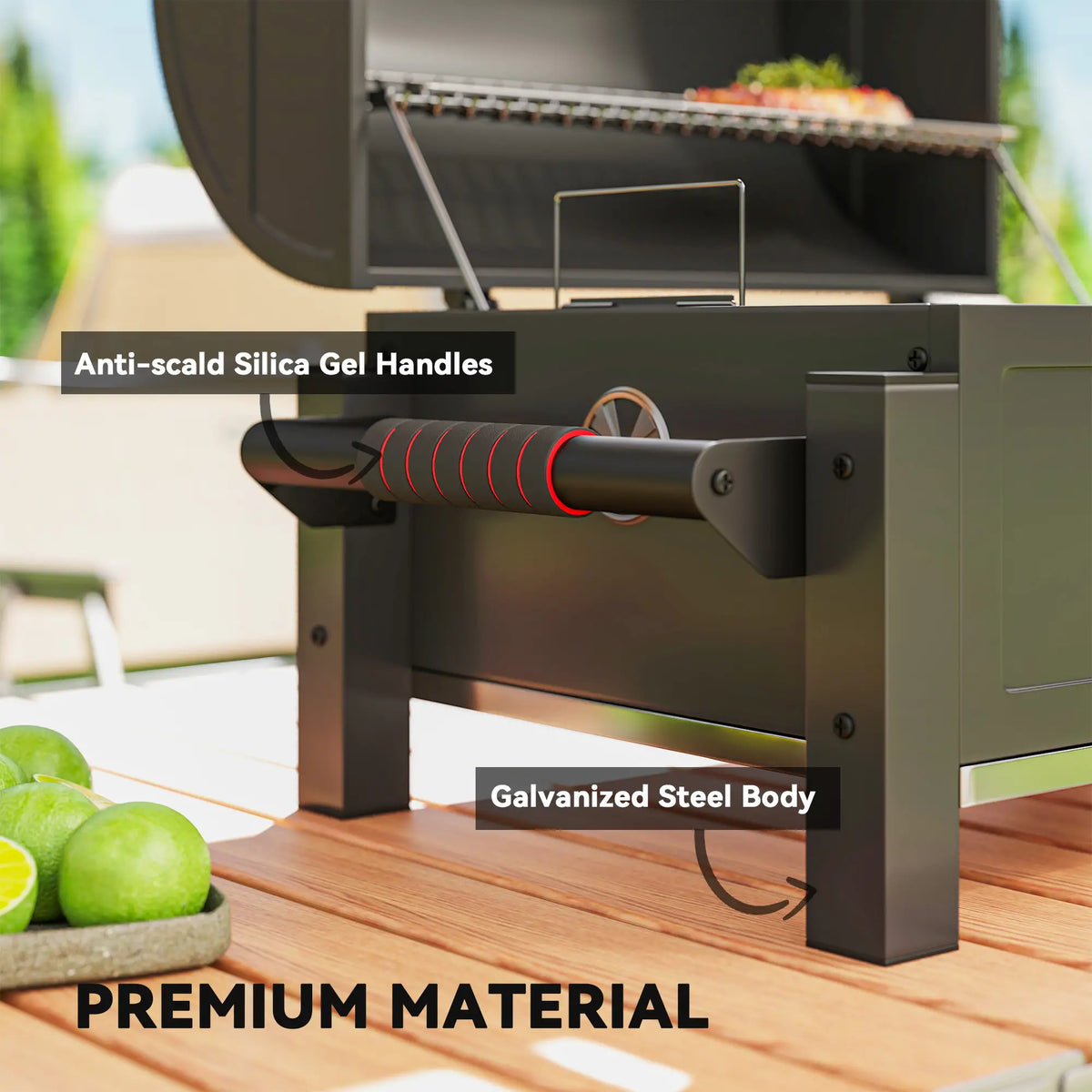 Portable Tabletop Charcoal Smoker, Ash Catcher, Thermometer, Black Charcoal BBQ Grils at Gallery Canada