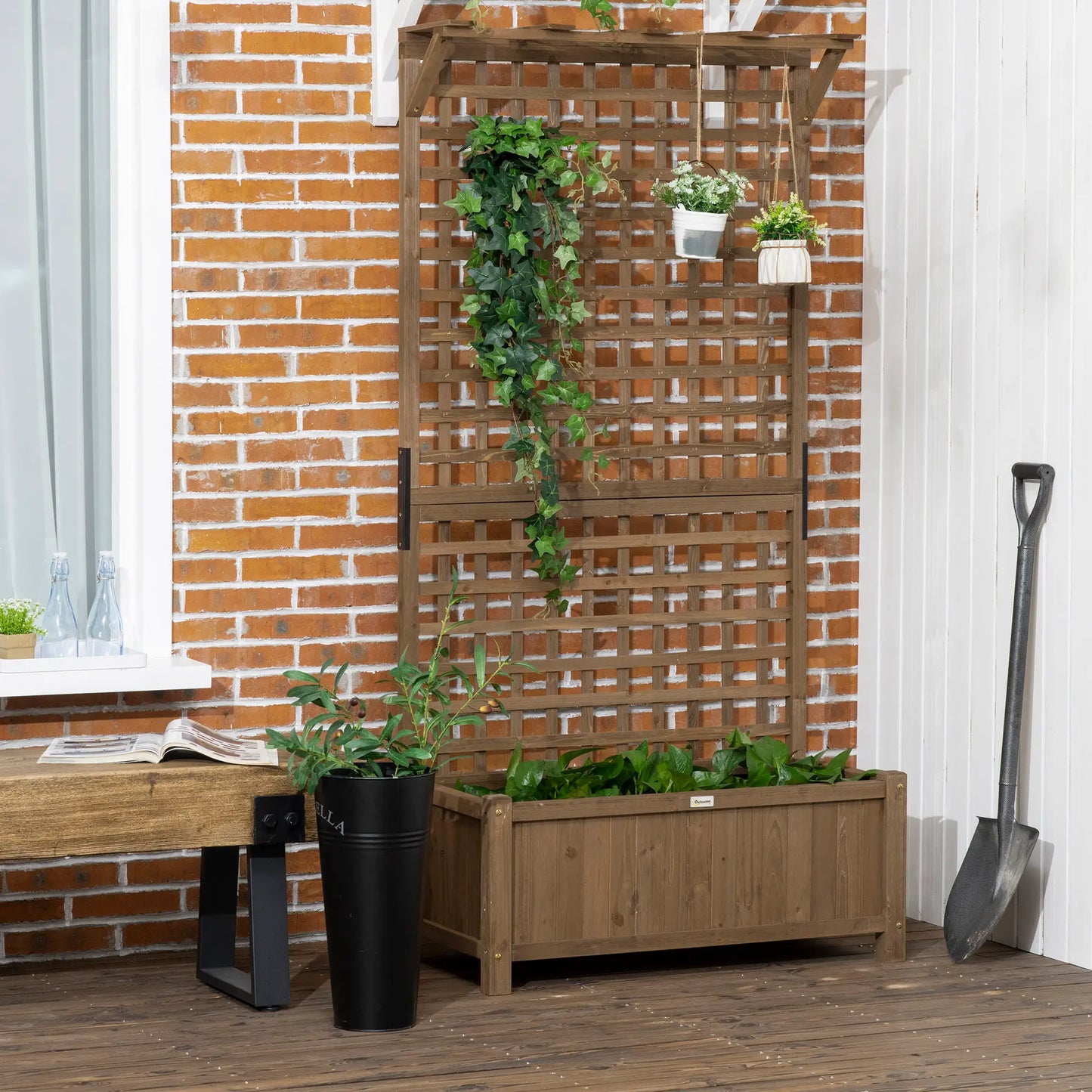 Wood Planter With Trellis, Raised Garden Bed, Privacy Screen Wooden Planter Boxes at Gallery Canada