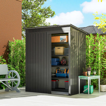 5.2' x 3.5' Metal Garden Shed, Easy Assembly Outdoor Storage, Dark Grey Sheds at Gallery Canada