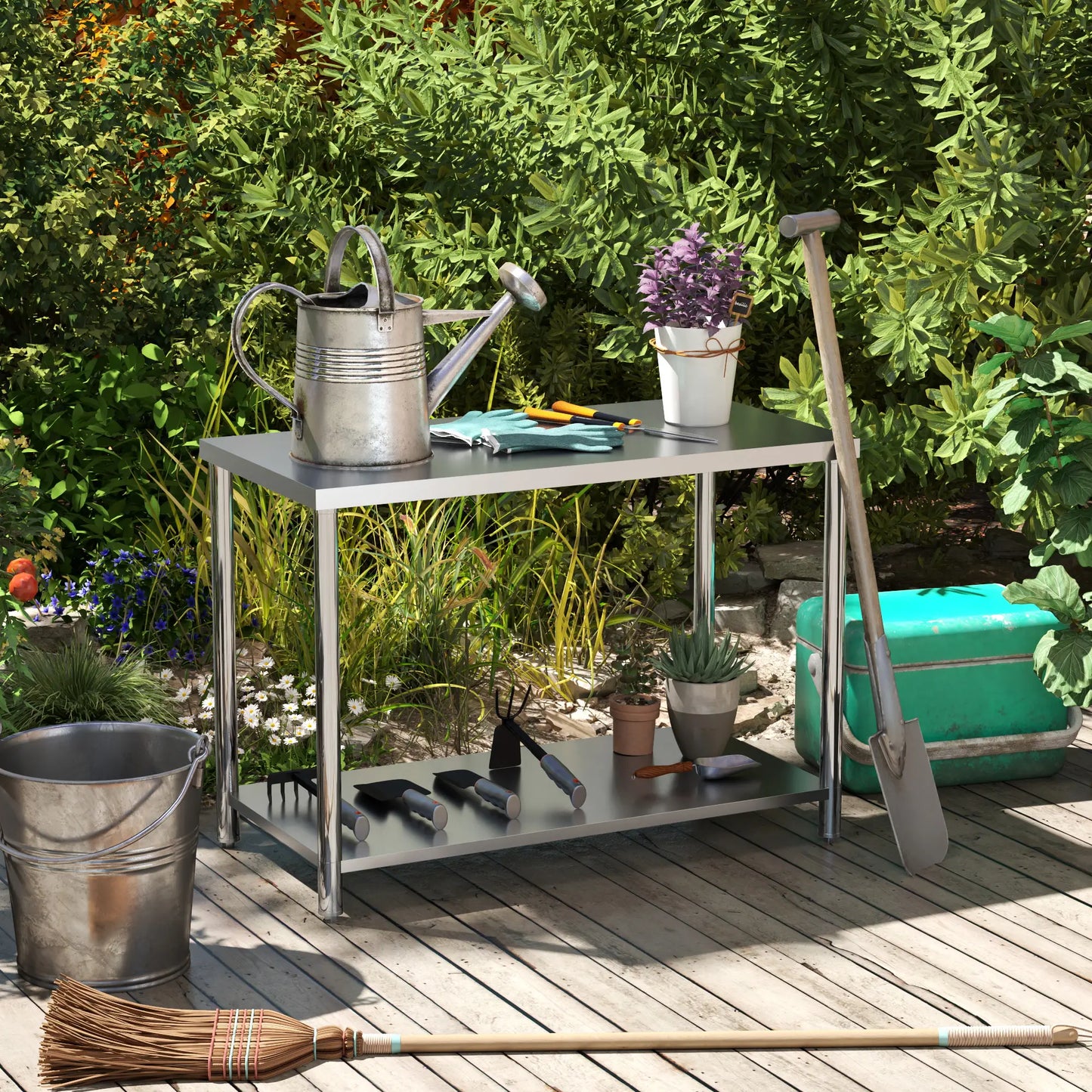 Stainless Steel Workbench, 24"x47"x34", Heavy Duty with Shelf Office Desks & Work Stations at Gallery Canada