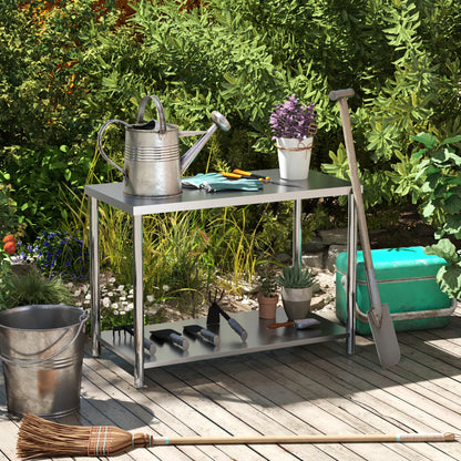 Stainless Steel Workbench, 24"x47"x34", Heavy Duty with Shelf Office Desks & Work Stations at Gallery Canada