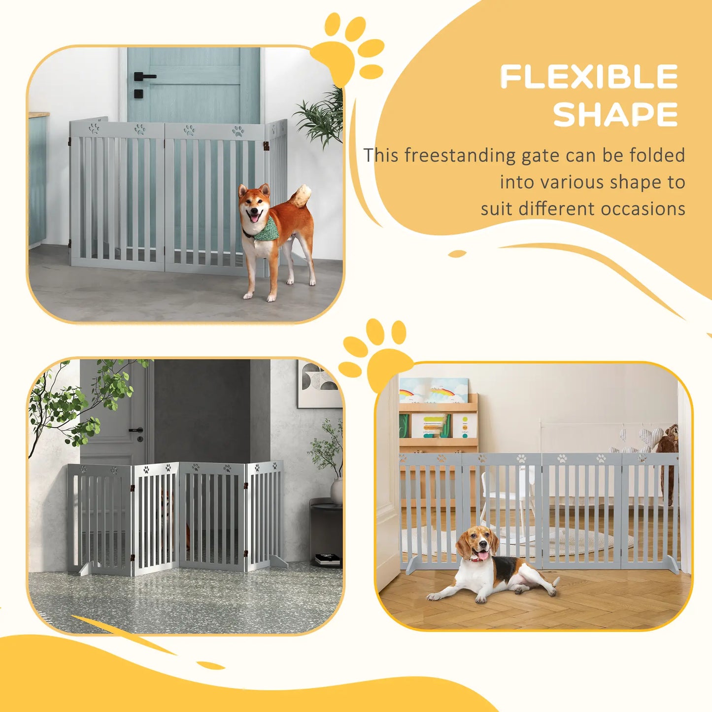 80" Extra Wide Pet Gate, Freestanding with Support Feet, Light Grey Houses, Kennels & Pens at Gallery Canada