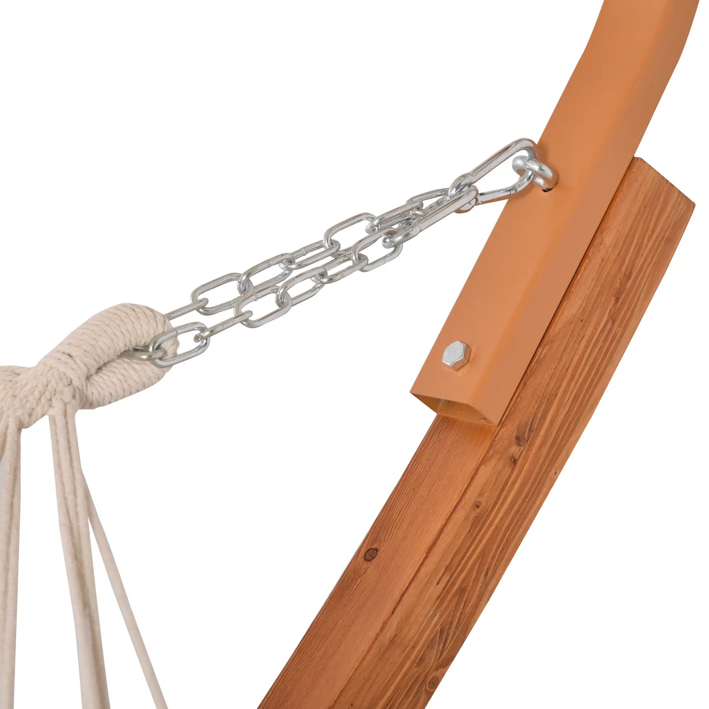 2 Person Wood Swing Hammock with Stand, Canopy, White/Teak Hammocks with Stand at Gallery Canada