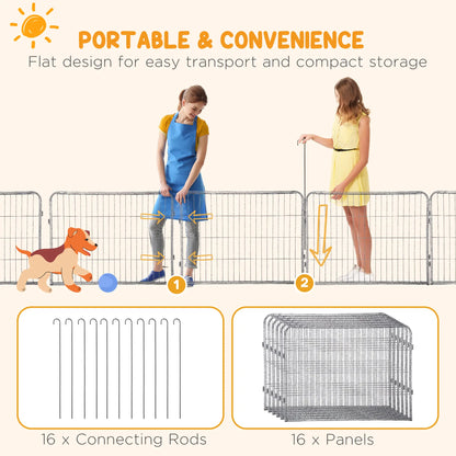 Heavy Duty Dog Playpen, 16 Panels, 2 Doors, 23.5" Height Houses, Kennels & Pens at Gallery Canada