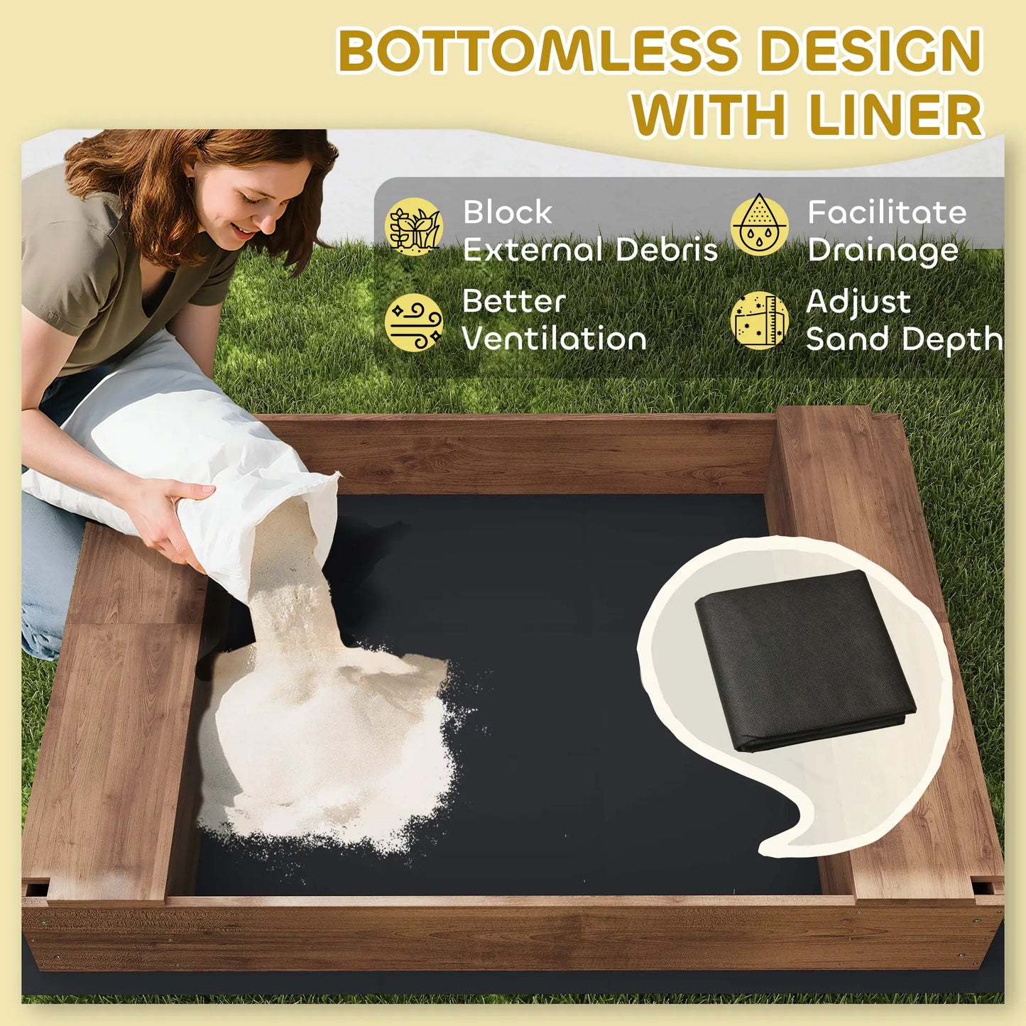 Kids Sandbox with Canopy, Bench Seats, 56" x 40" x 52", Brown Sandboxes & Accessories at Gallery Canada