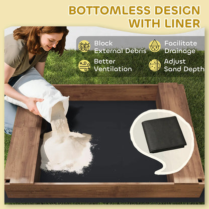 Kids Sandbox with Canopy, Bench Seats, 56" x 40" x 52", Brown Sandboxes & Accessories at Gallery Canada