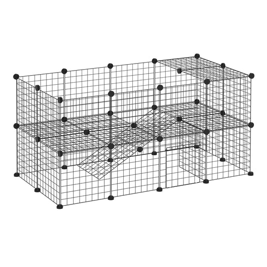 40 Pcs Small Animal Cage, Bunny Hutch, Portable Metal Wire with Ramps, Black Houses & Habitats Black at Gallery Canada