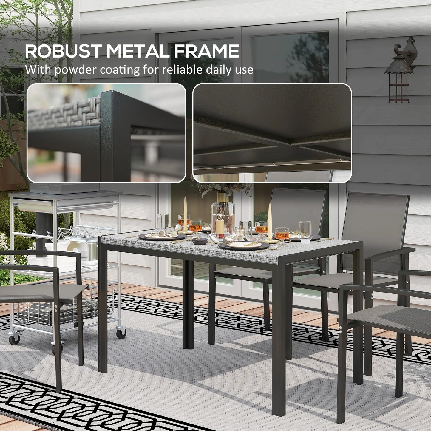 Rectangular Outdoor Dining Table, 4-Seat Patio Table, Grey Patio Dinning Tables at Gallery Canada