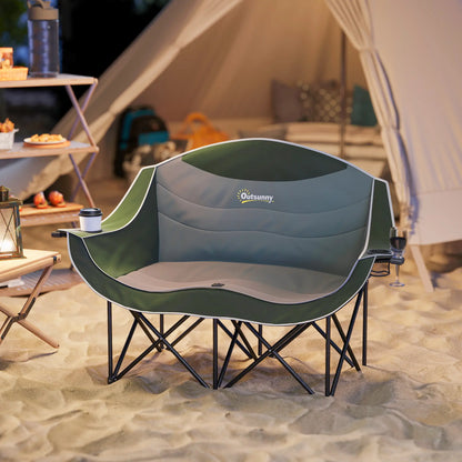 Portable Camp Chair, Double With Cup Holders, Carry Bag, 551 lbs, Dark Green Picnic Tables & Camping Chairs at Gallery Canada
