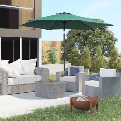 8.5FT Round Garden Parasol, 6 Ribs, Tilt Canopy, Crank Handle, Green Sun Umbrellas at Gallery Canada