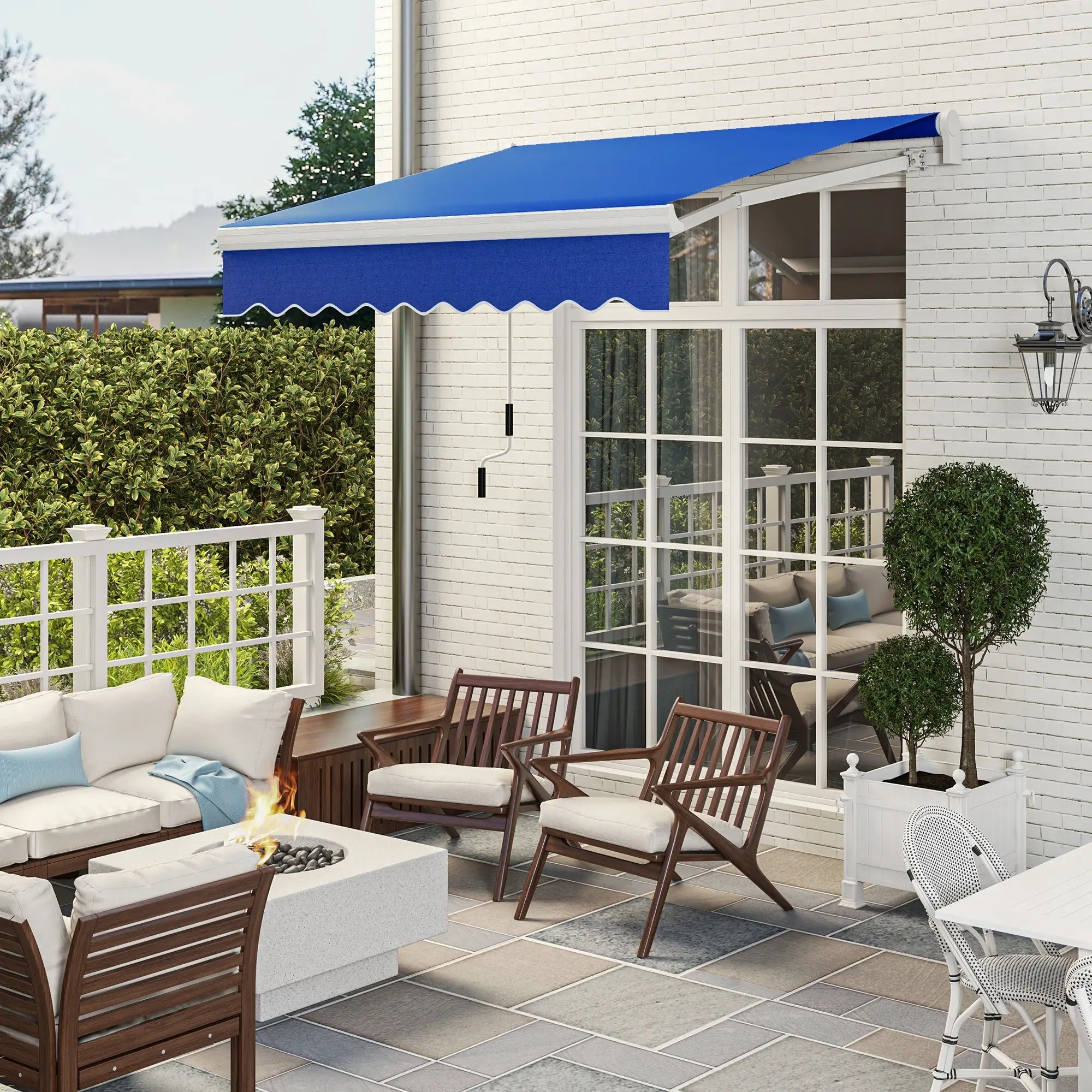 8'x7' Manual Retractable Patio Awning, Sun Shade Canopy, Blue Door Awnings at Gallery Canada