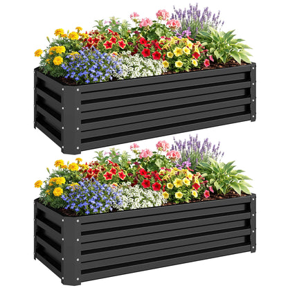 Galvanized Raised Garden Beds, Outdoor Planter Box, Set Of 2, Black Galvanized Planter Boxes at Gallery Canada