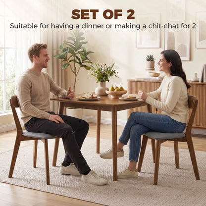 Upholstered Linen-Look Dining Chairs, Rubberwood Legs, Set of 2, Grey & Brown Dining Chairs at Gallery Canada