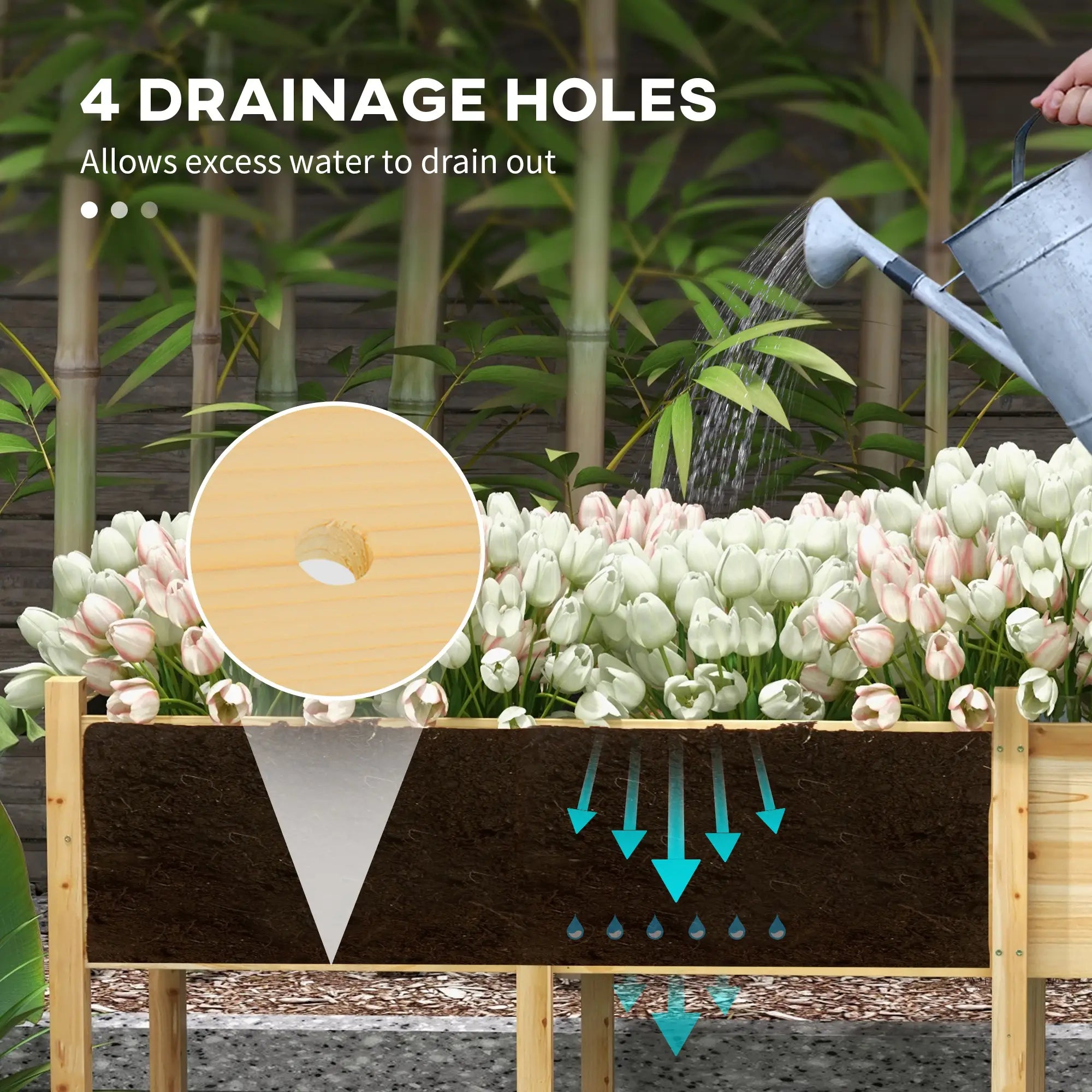Wooden Raised Garden Bed, Large Elevated Planter Box, 7.4' x 1.8' x 2.6' Raised Garden Beds at Gallery Canada