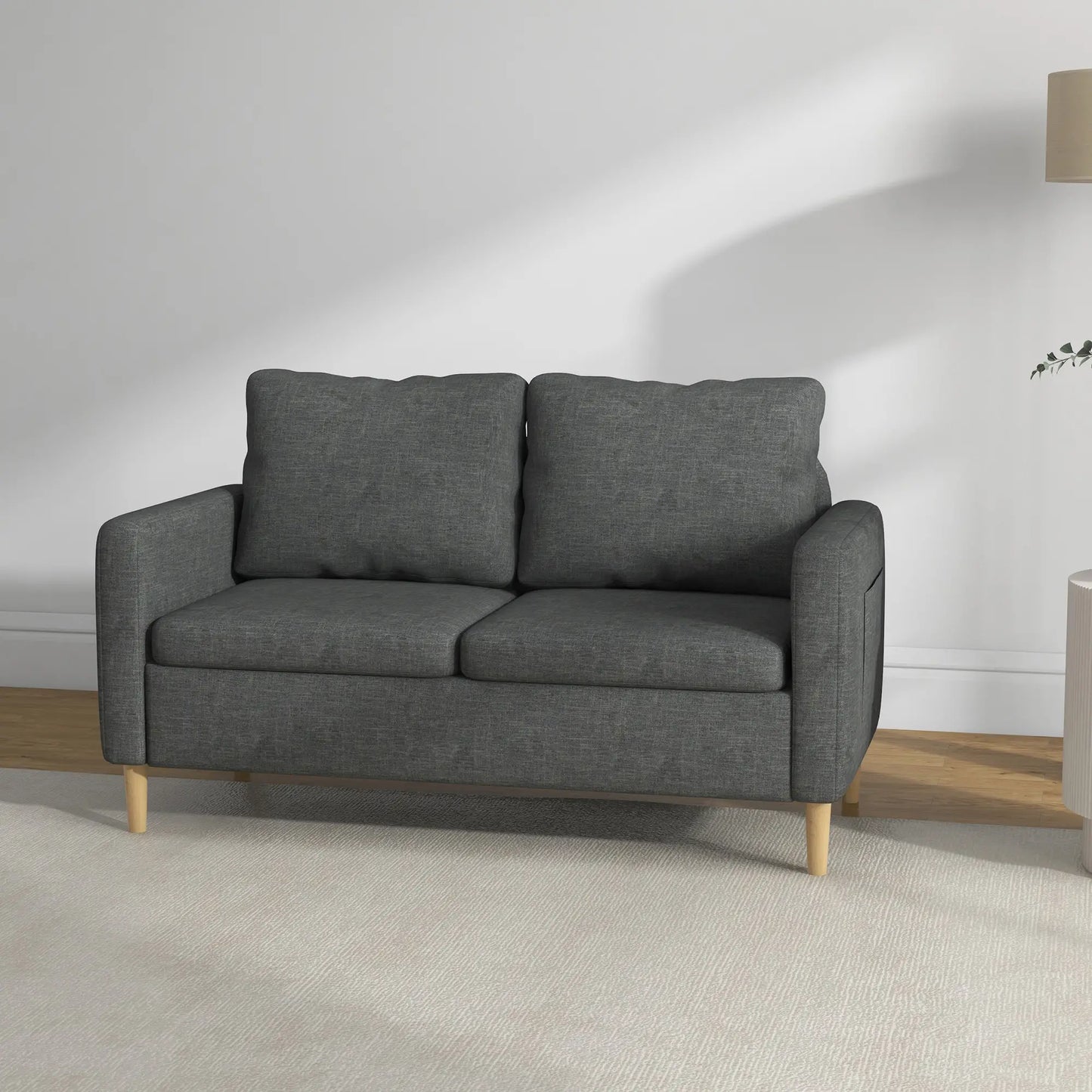 56" 2 Seat Sofa, Modern Love Seat, Upholstered Couch, Grey 2-Seater Sofas at Gallery Canada