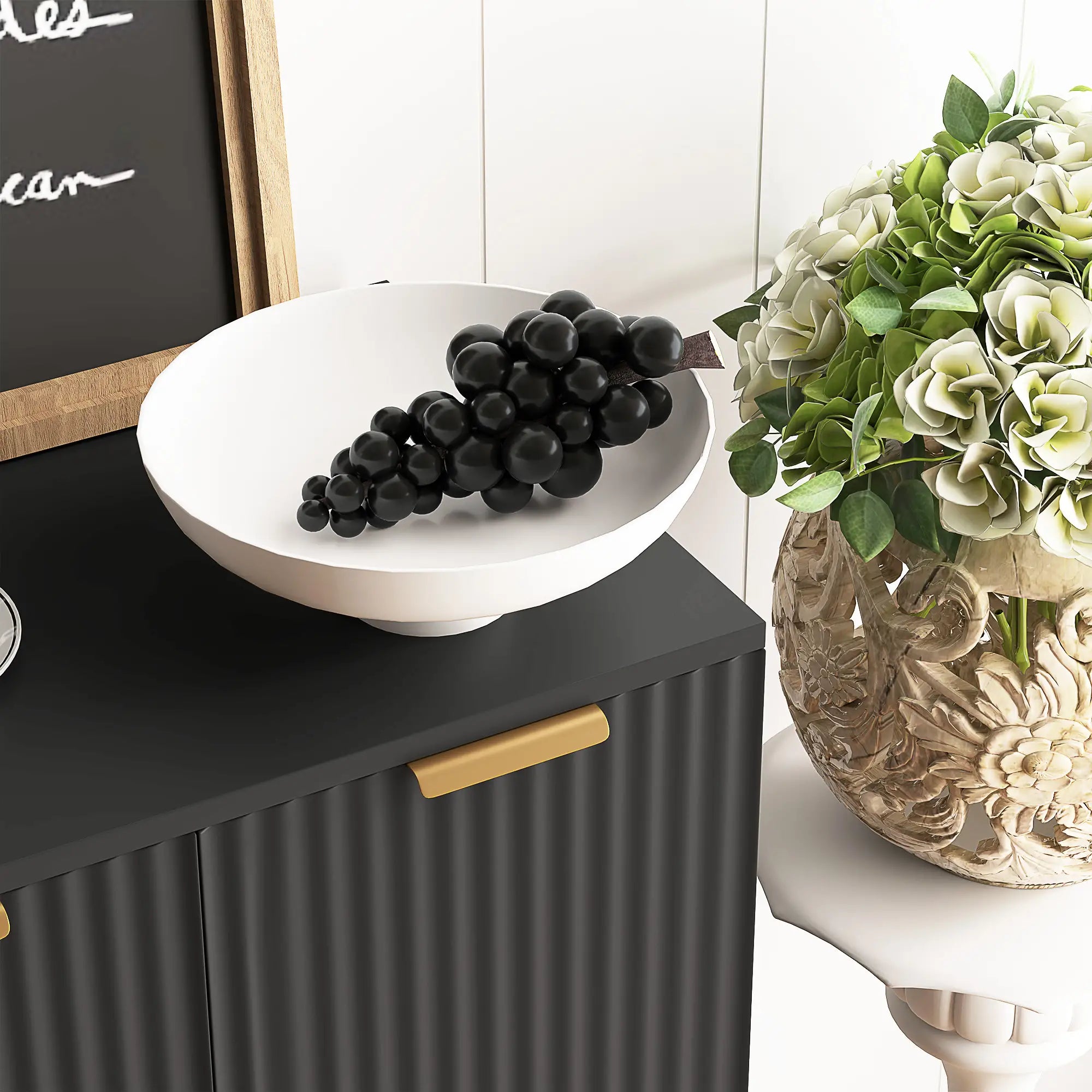 Modern Kitchen Cabinet, Sideboard with Adjustable Shelves, Black Bar Cabinets at Gallery Canada