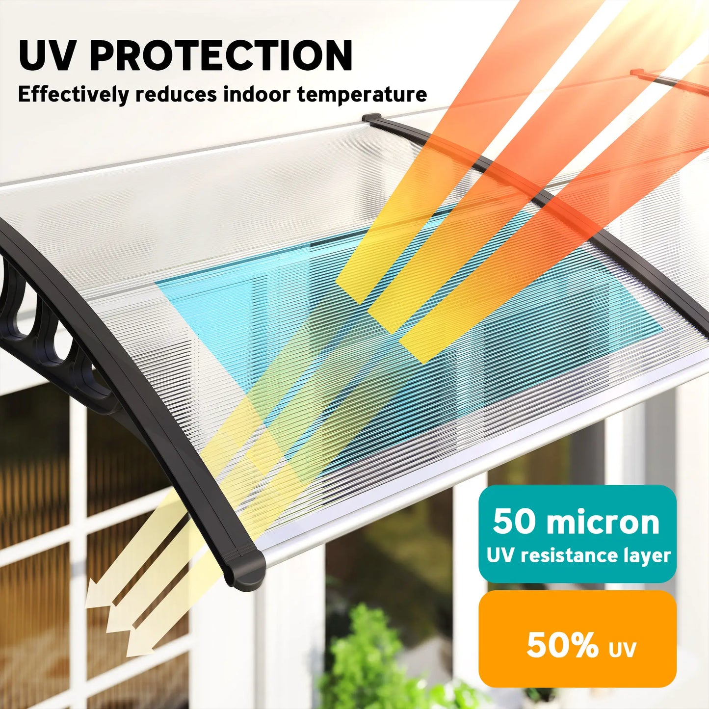 Awning Door Canopy, 119.3" x 37.8", Polycarbonate Patio Cover, Clear Door Awnings at Gallery Canada