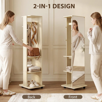 15" X 62" Full Length Mirror With Storage Shelves, Natural Wood Full Length Mirrors at Gallery Canada