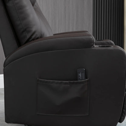 Massage Recliner Chair, Swivel Rocker, 8 Vibration Points, PU Leather, Brown Single Sofas at Gallery Canada