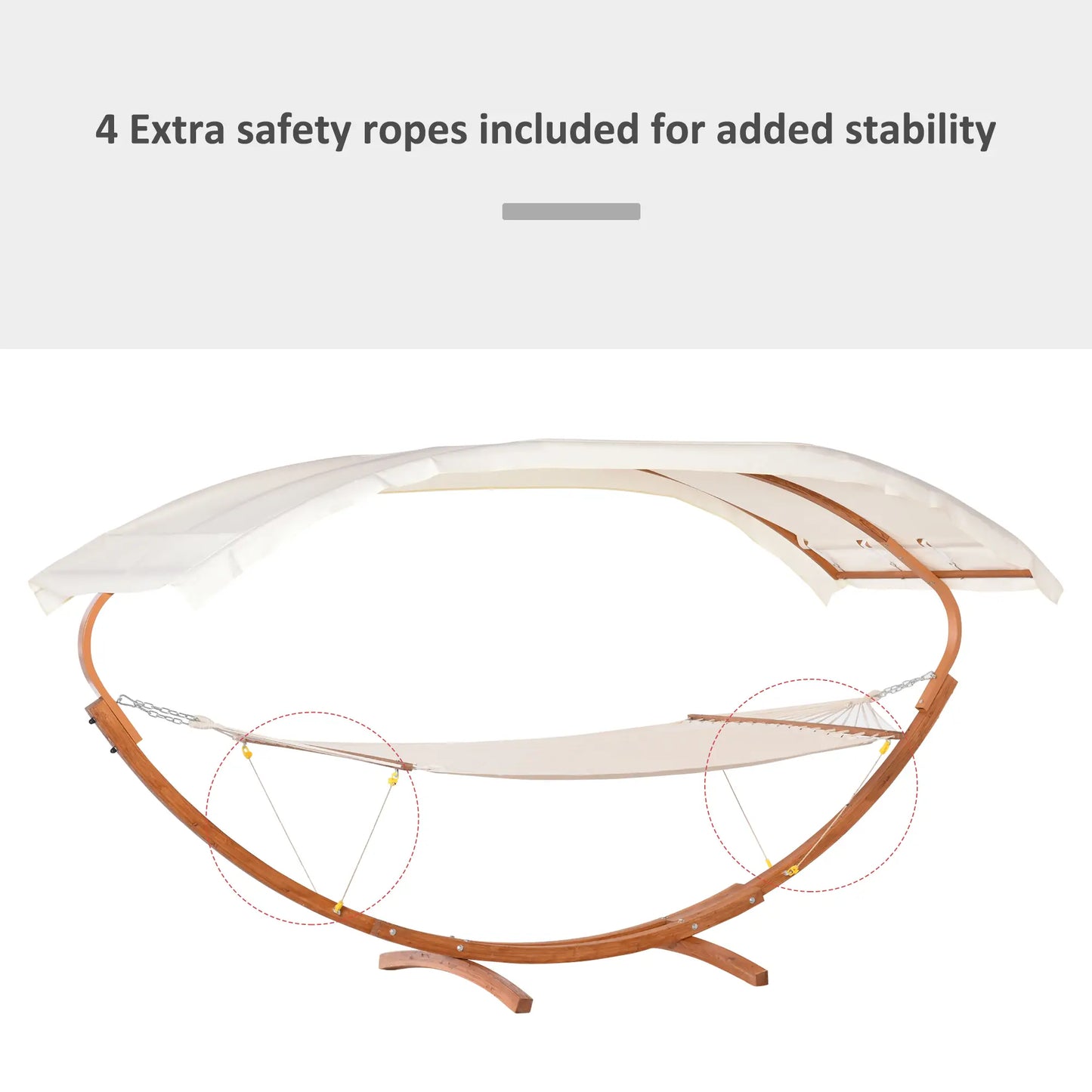 2 Person Wood Swing Hammock with Stand, Canopy, White/Teak Hammocks with Stand at Gallery Canada