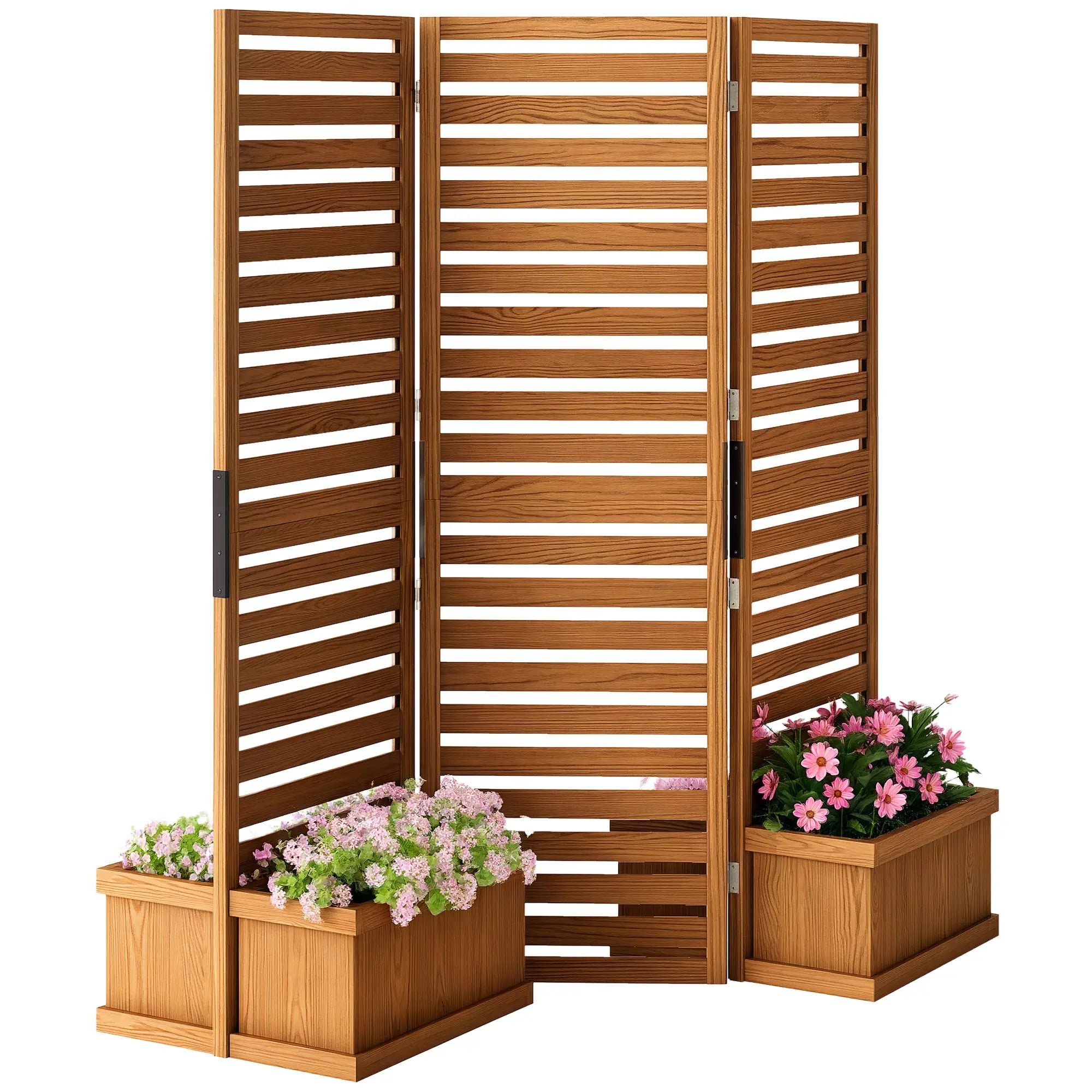 Outdoor Privacy Screen, Wood Panel with 4 Planter Boxes, Raised Bed, 3 Panels Side Awnings at Gallery Canada