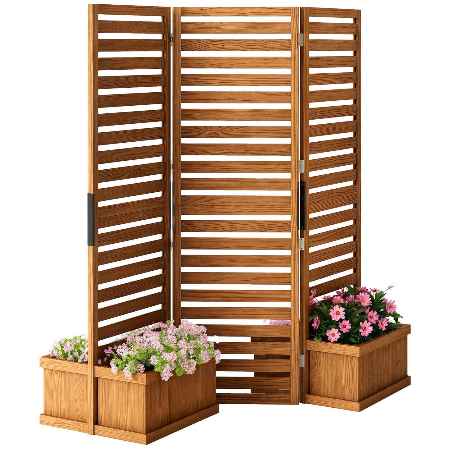 Outdoor Privacy Screen, Wood Panel with 4 Planter Boxes, Raised Bed, 3 Panels Side Awnings at Gallery Canada