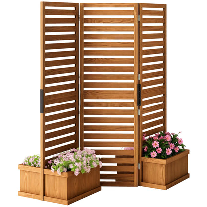 Outdoor Privacy Screen, Wood Panel with 4 Planter Boxes, Raised Bed, 3 Panels Side Awnings at Gallery Canada