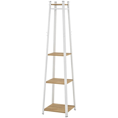 Clothes Rack with Storage, 8 Hooks, 3-Tier Shelf, Oak Clothing Storage White, Oak at Gallery Canada