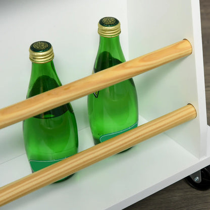 Rolling Kitchen Island Cart, Rubber Wood Top, 3-Tier Spice Rack, White Kitchen Islands & Kitchen Carts at Gallery Canada