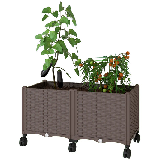 Plastic Raised Garden Bed, Self Watering Planter Box With Drainage Holes Raised Garden Beds Brown at Gallery Canada