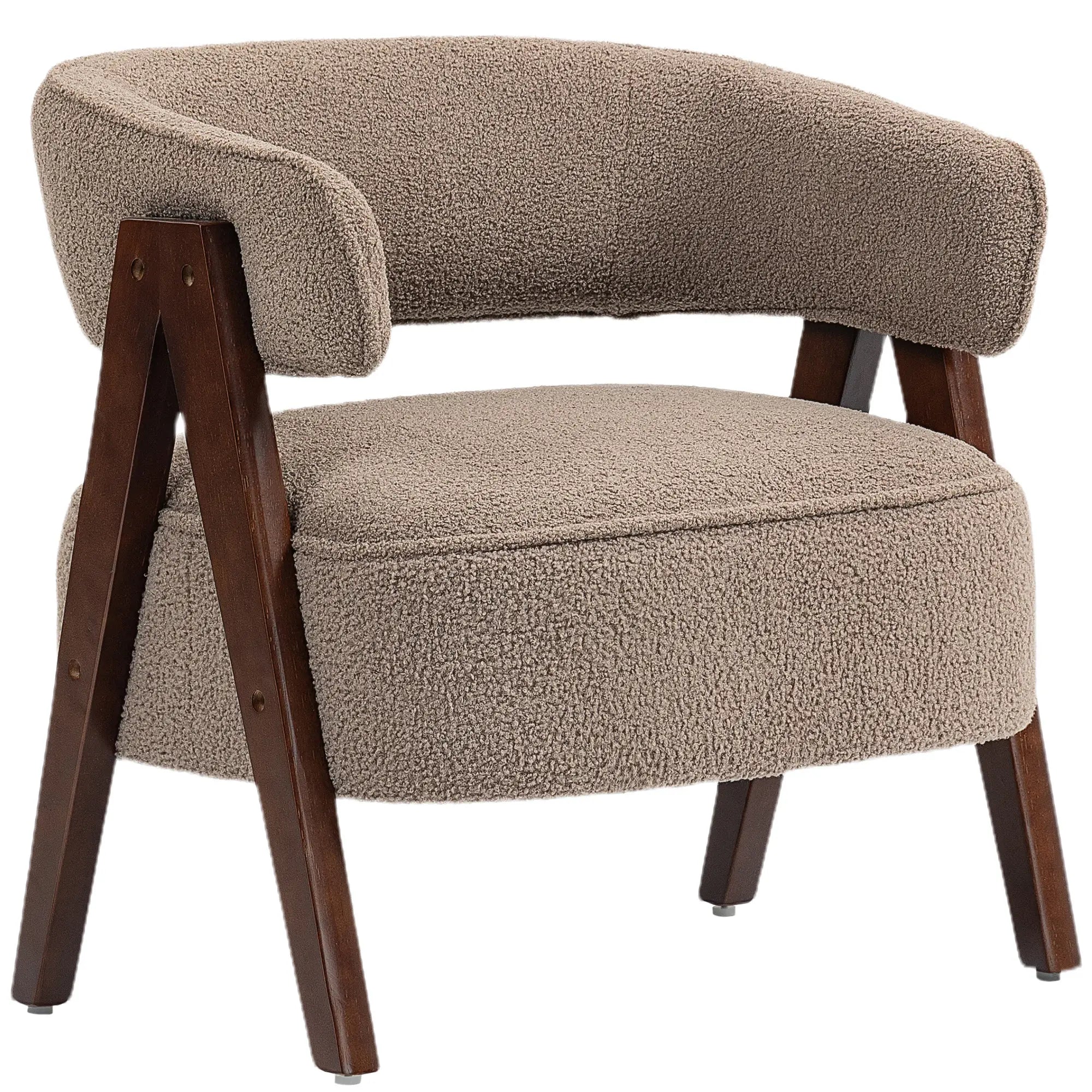 Sherpa Fleece Accent Chair, Upholstered Armchair, Light Brown Accent Chairs at Gallery Canada