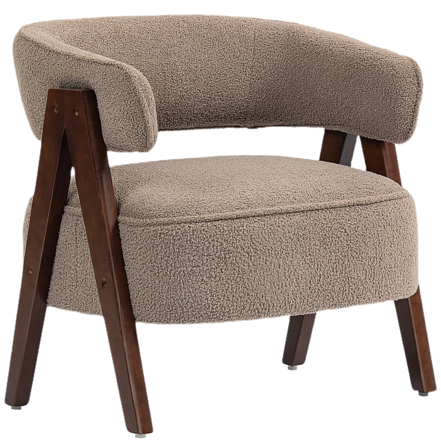 Sherpa Fleece Accent Chair, Upholstered Armchair, Light Brown Accent Chairs at Gallery Canada