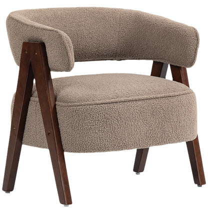 Sherpa Fleece Accent Chair, Upholstered Armchair, Light Brown Accent Chairs at Gallery Canada