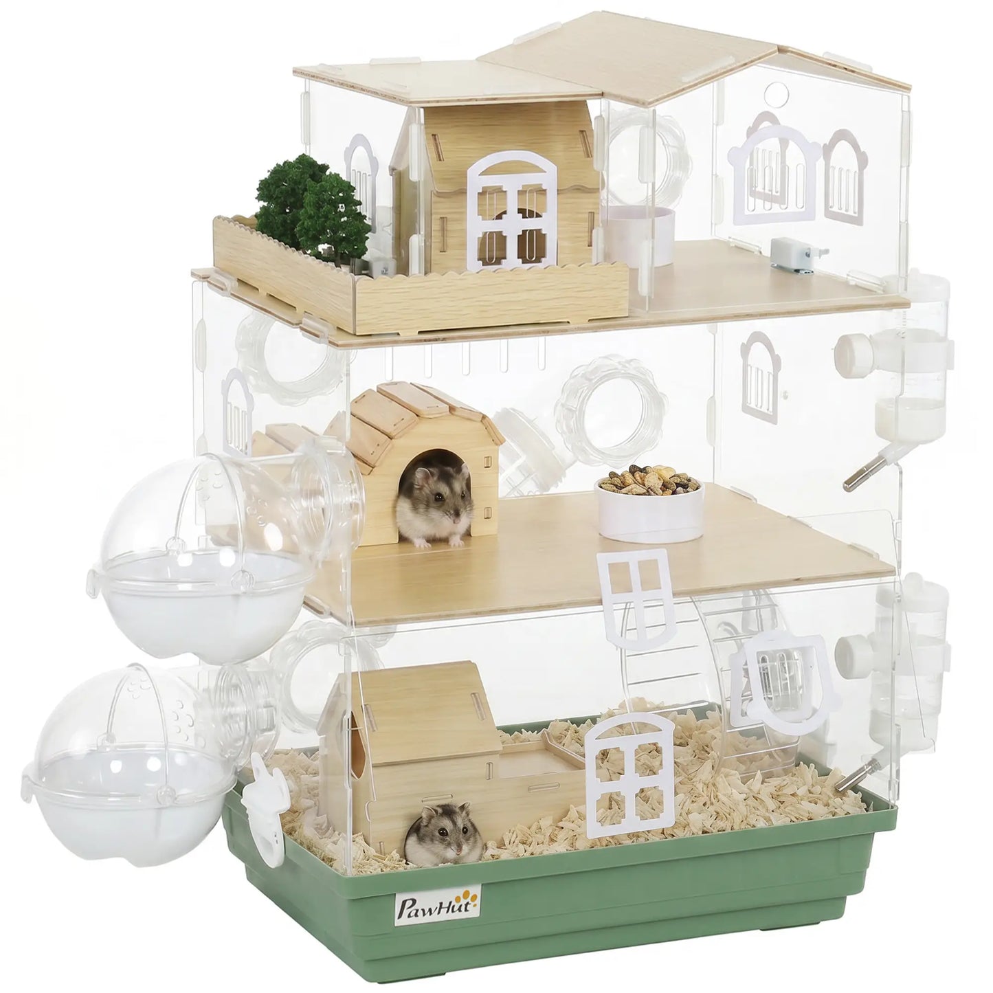 Large Hamster Cage, 3 Tiers Acrylic Hamster Habitat with Water Bottles, Running Wheel for Pet Mice, Dwarf Hamster Hamster Cages at Gallery Canada
