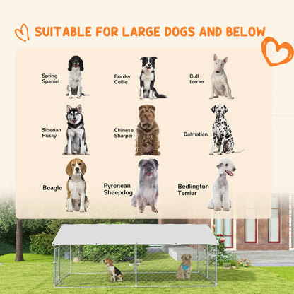Outdoor Dog Kennel, 13.1' x 7.5' x 4.9', Waterproof UV Resistant Cover, Silver Houses, Kennels & Pens at Gallery Canada