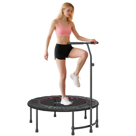 39" Mini Exercise Trampoline, Adjustable T-Bar, Indoor Fitness Rebounder, Black