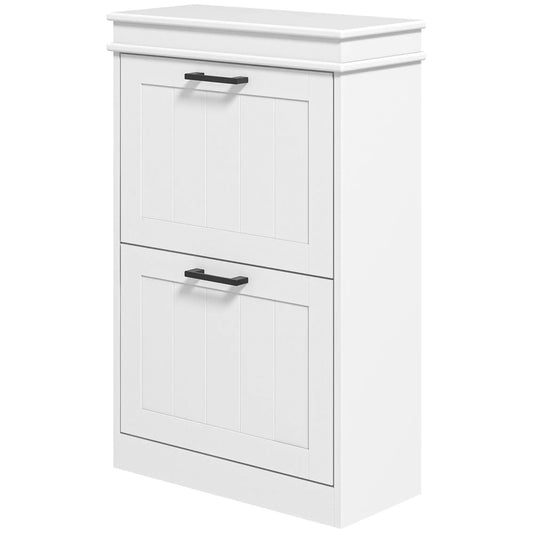 Shoe Storage Cabinet, 2 Flip Drawers, Adjustable Shelves, 10 Pairs, White Shoe Storage Cabinets & Racks White at Gallery Canada