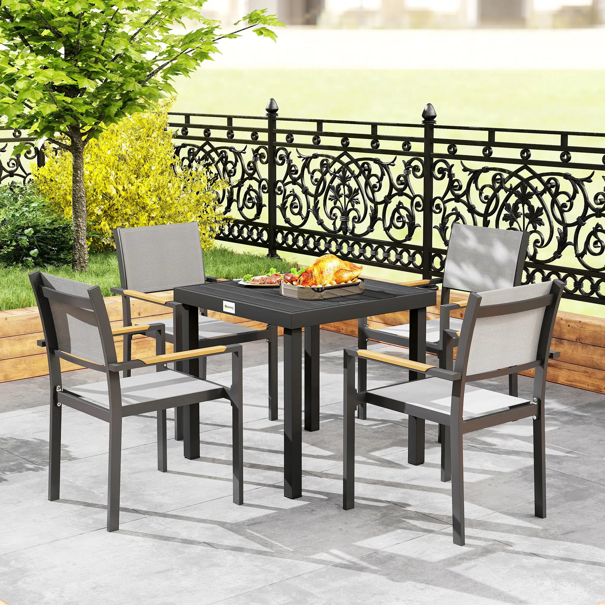 Square Aluminum Patio Dining Table for 4, Outdoor Garden, Black Patio Dinning Tables at Gallery Canada