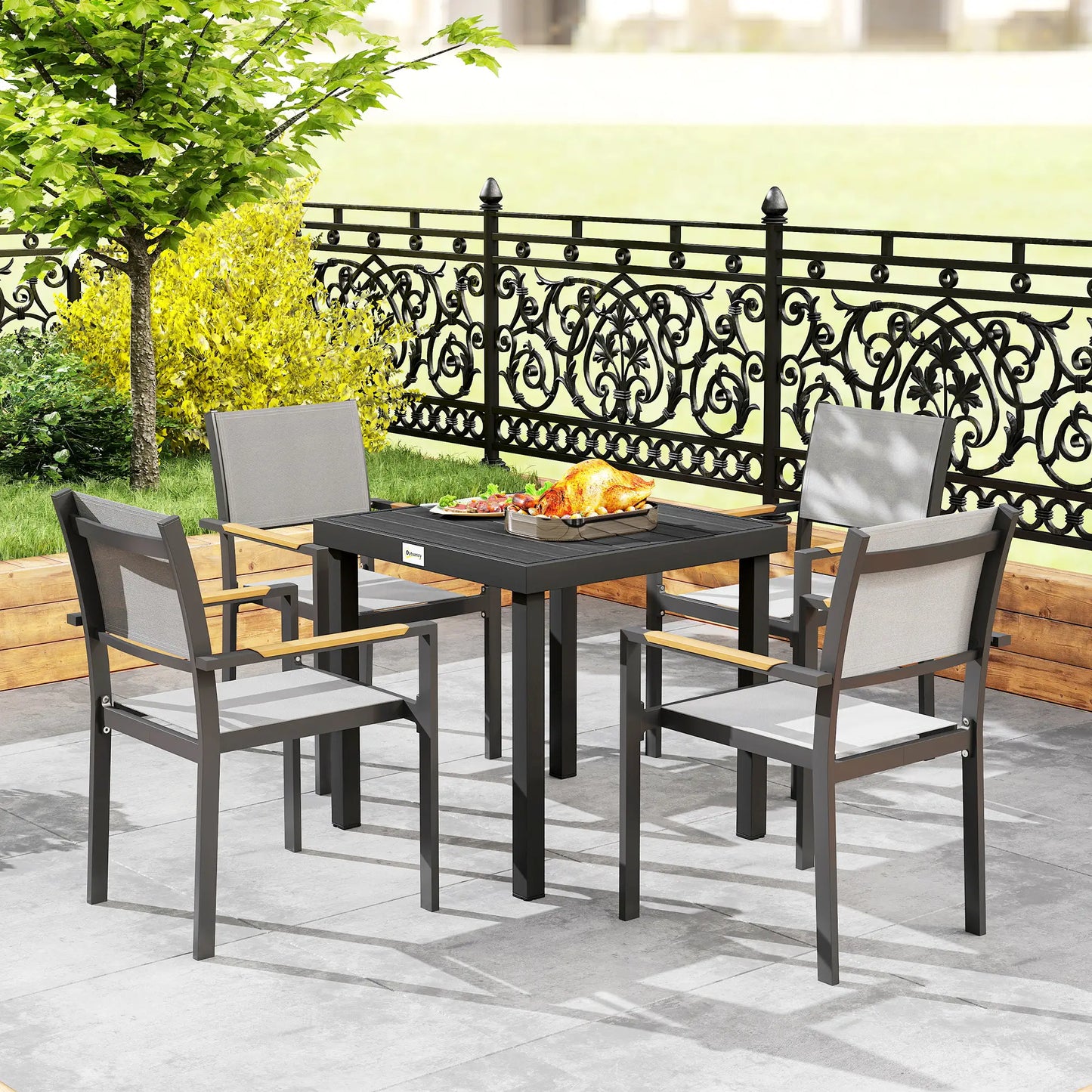 Square Aluminum Patio Dining Table for 4, Outdoor Garden, Black Patio Dinning Tables at Gallery Canada
