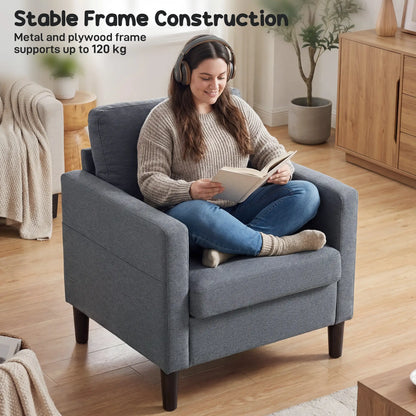 Modern Upholstered Accent Chair, Thick Padded Seat, Dark Grey Accent Chairs at Gallery Canada