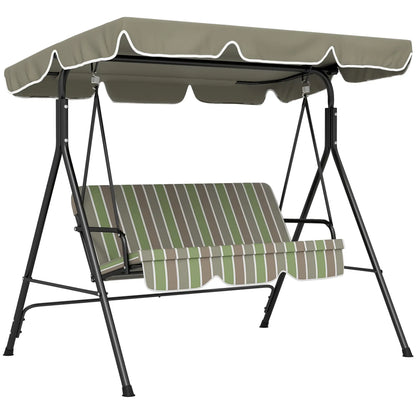 3-Seater Outdoor Porch Swing, Adjustable Canopy, Brown, Green Patio Swings with Stand at Gallery Canada