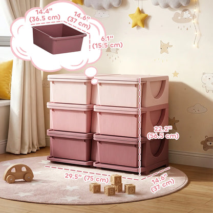 3 Tier Toy Organizer, 6 Plastic Drawers, Pink Baby & Kids Storage at Gallery Canada