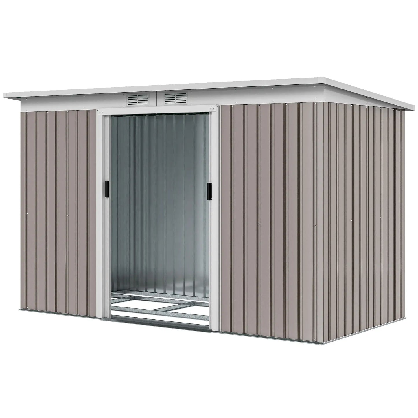 9' x 4' Metal Storage Shed, Foundation Kit, Ventilation, Light Grey Sheds Light Grey at Gallery Canada