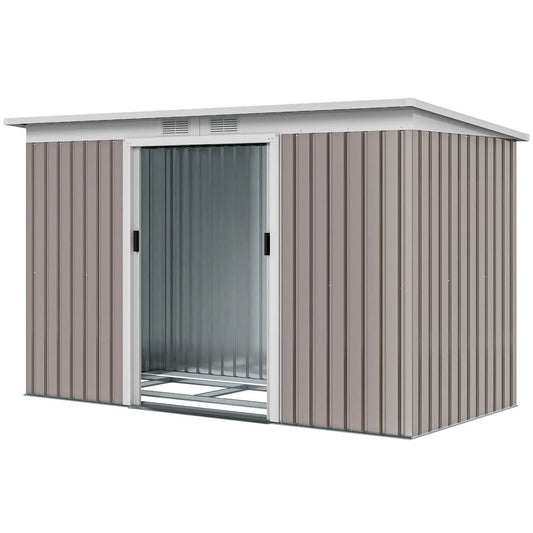 9' x 4' Metal Storage Shed, Foundation Kit, Ventilation, Light Grey Sheds Light Grey at Gallery Canada