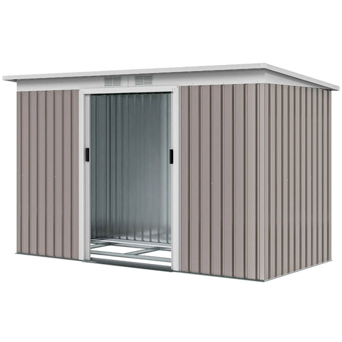 9' x 4' Metal Storage Shed, Foundation Kit, Ventilation, Light Grey