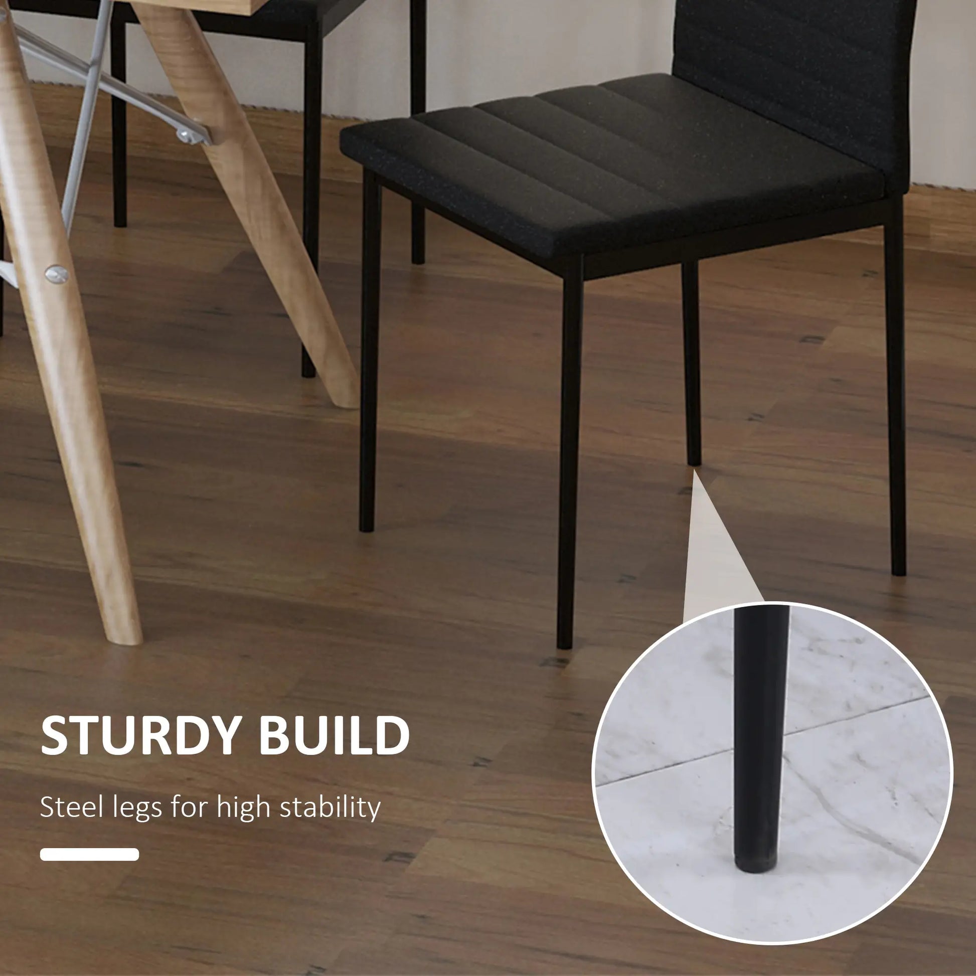 Modern High Back Dining Chairs, PU Leather, Metal Legs, Set of 4, Black Bar Stools at Gallery Canada