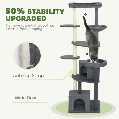 79" Extra Tall Cat Tree, Scratching Posts, Perches, Caves, Hammock, Dark Grey Cat Trees at Gallery Canada